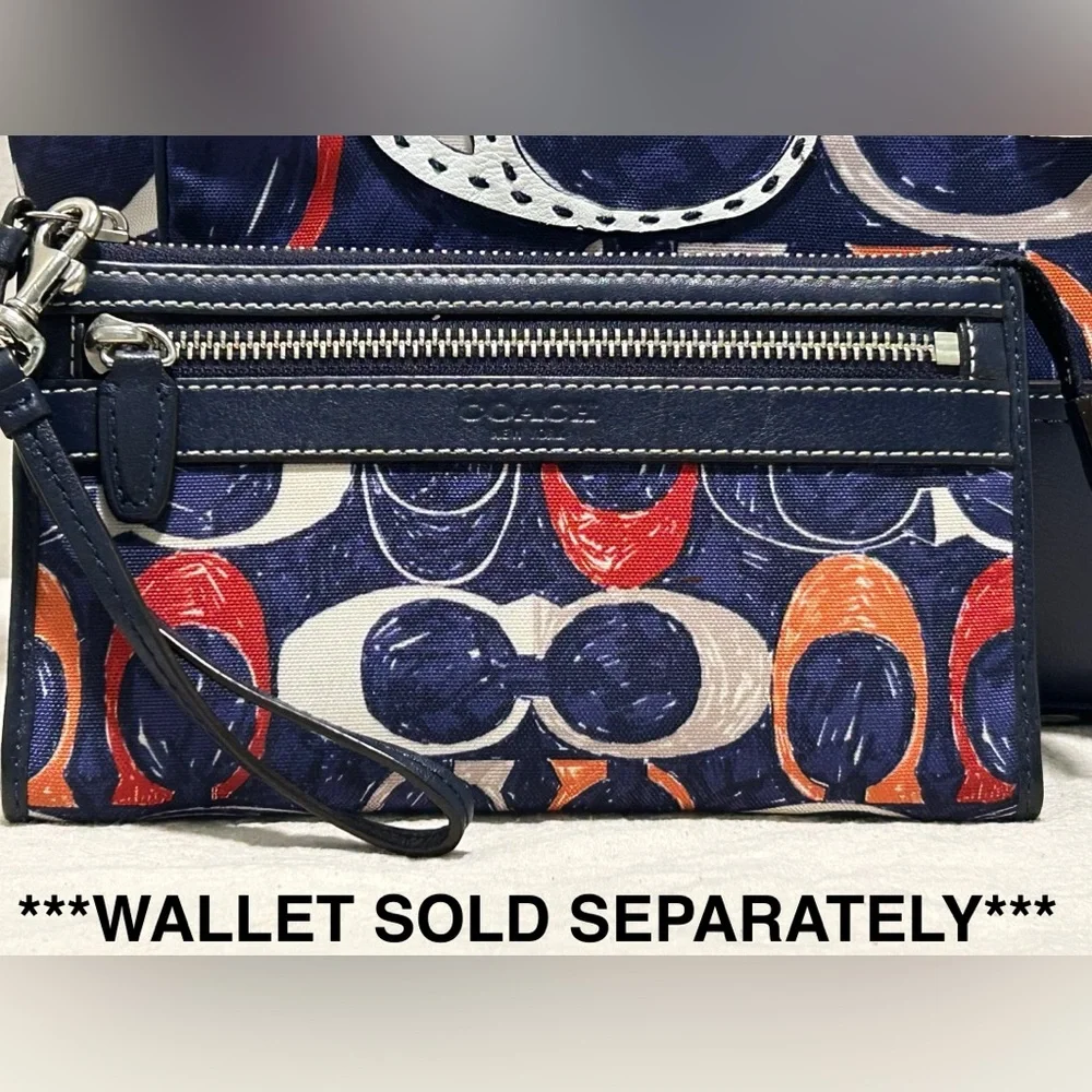 COACH Candace Legacy Heritage Scribble C & Leather Carryall in Navy Blue NWT - Picture 15 of 15